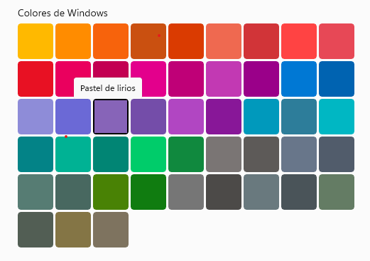 Pantallzao de la paleta de colores de Windows 11 en la que aparece el color pastel de lirios